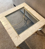 Beautiful Stone/Glass/Brass Decorative End/Accent TABLE - good cond.