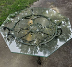 coffee table, French Art Deco Wrought Iron Centre Table Distressed Painted