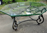 coffee table, French Art Deco Wrought Iron Centre Table Distressed Painted