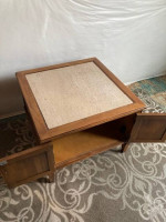 Midcentury modern end table with stone top - SALE!