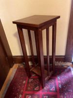 Taller darker wood wooden plant stand side table end table living room