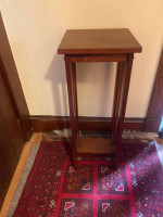 Taller darker wood wooden plant stand side table end table living room