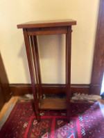 Taller darker wood wooden plant stand side table end table living room