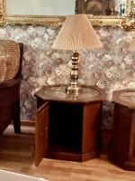 Two brass end table lamps