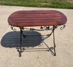 Wood and Metal Folding End Side Accent Table