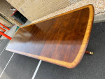 Henredon Mahogany Inlaid Double Pedestal Dining Table with 4 Leaves.