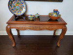Furniture Sofa Table Solid Wood With Glass Tinted Panels