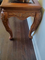 Furniture Sofa Table Solid Wood With Glass Tinted Panels