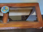 Furniture Sofa Table Solid Wood With Glass Tinted Panels