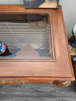 Furniture Sofa Table Solid Wood With Glass Tinted Panels