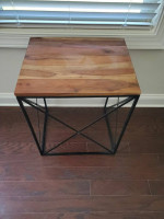 Furniture Side Table Wrought Iron Frame With Wooden Top