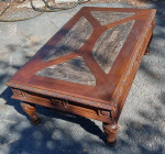 Large Coffee Table with Stone Inserts