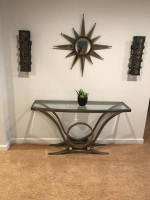 Console Table - LIKE NEW - Metal w/ Glass Top