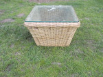 Small Wicker Table with Glass Top