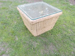 Small Wicker Table with Glass Top
