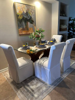 Dining table glass top/wood base
