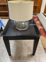 1 Ashley End Table with framed Tray Top 24” W x 25” H & Glass Lamp