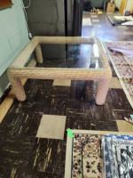 Glass Top Wicker Coffee Table