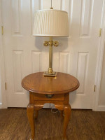 Oak Table with Brass Lamp!!