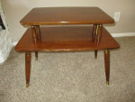 Lovely Mid Century 2 Tiered Solid Wood Table