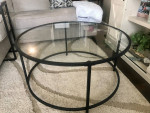 Glass and metal coffee table