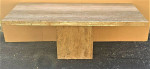 1970's Italian Walnut Travertine Highly Polished Marble Dining Table