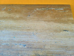 1970's Italian Walnut Travertine Highly Polished Marble Dining Table