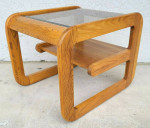 1970's Mid Century Modern Hodges Mersman Oak Smoked Glass End Table