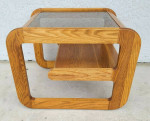 1970's Mid Century Modern Hodges Mersman Oak Smoked Glass End Table