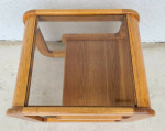 1970's Mid Century Modern Hodges Mersman Oak Smoked Glass End Table