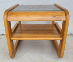 1970's Mid Century Modern Hodges Mersman Oak Smoked Glass End Table