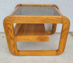1970's Mid Century Modern Hodges Mersman Oak Smoked Glass End Table