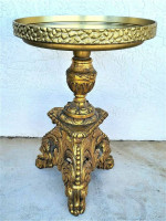Antique Louis XV Brass Wrapped Gilt Side Accent Table Serving Tray