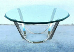 70's Roger Sprunger for Dunbar Chrome Glass Coffee Table