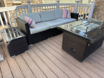 5 Piece Outdoor Patio Furniture Set with Cooler Table and Fire Pit