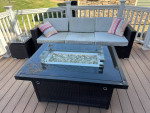 5 Piece Outdoor Patio Furniture Set with Cooler Table and Fire Pit