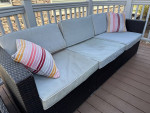 5 Piece Outdoor Patio Furniture Set with Cooler Table and Fire Pit