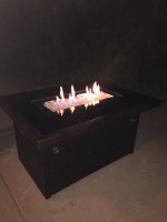 5 Piece Outdoor Patio Furniture Set with Cooler Table and Fire Pit