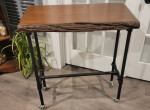 Foyer Table, 17” w x 33” l x 36”t, Solid Ash Slab w/Live Edge, Casters, Fl