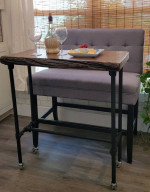 Foyer Table, 17” w x 33” l x 36”t, Solid Ash Slab w/Live Edge, Casters, Fl