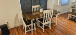 Farmhouse Real Solid Wood Dining Table, Leaf with 4 Chairs   72" x 36"