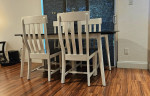 Farmhouse Real Solid Wood Dining Table, Leaf with 4 Chairs   72" x 36"