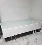 Contemporary white coffee table with storage!