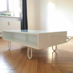 Contemporary white coffee table with storage!