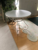 White Round Wrought Iron Side Table