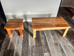 solid wood coffee table and end table