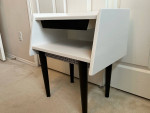 **UPCYCLED End Table or Nightstand - MCM/Farmhouse - Black/White**