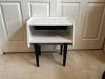 **UPCYCLED End Table or Nightstand - MCM/Farmhouse - Black/White**