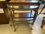 Modern Metal Demilune Table w/Glass Top