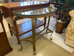 Modern Metal Demilune Table w/Glass Top